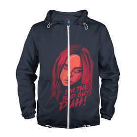 Мужская ветровка 3D с принтом Billie Eilish в городе Новоалтайск, 100% полиэстер | подол и капюшон оформлены резинкой с фиксаторами, два кармана без застежек по бокам, один потайной карман на груди | bad | billie | boy | boys | eilish | girl | girls | music | pop | rap | sad | trend | билли | грустно | девочка | девочки | девушка | мальчик | музыка | поп | рэп | тренд | эйлиш
