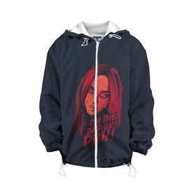 Детская куртка 3D с принтом Billie Eilish в городе Новоалтайск, 100% полиэстер | застежка — молния, подол и капюшон оформлены резинкой с фиксаторами, по бокам — два кармана без застежек, один потайной карман на груди, плотность верхнего слоя — 90 г/м2; плотность флисового подклада — 260 г/м2 | bad | billie | boy | boys | eilish | girl | girls | music | pop | rap | sad | trend | билли | грустно | девочка | девочки | девушка | мальчик | музыка | поп | рэп | тренд | эйлиш