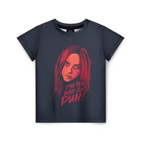 Детская футболка 3D с принтом Billie Eilish в городе Новоалтайск, 100% гипоаллергенный полиэфир | прямой крой, круглый вырез горловины, длина до линии бедер, чуть спущенное плечо, ткань немного тянется | bad | billie | boy | boys | eilish | girl | girls | music | pop | rap | sad | trend | билли | грустно | девочка | девочки | девушка | мальчик | музыка | поп | рэп | тренд | эйлиш