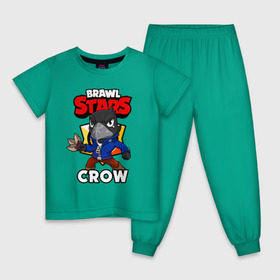 Детская пижама хлопок с принтом BRAWL STARS CROW в городе Новоалтайск, 100% хлопок |  брюки и футболка прямого кроя, без карманов, на брюках мягкая резинка на поясе и по низу штанин
 | brawl stars | brawl stars crow | brawler | crow | бравл старз | бравлер | ворон