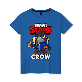 Женская футболка хлопок с принтом BRAWL STARS CROW в городе Новоалтайск, 100% хлопок | прямой крой, круглый вырез горловины, длина до линии бедер, слегка спущенное плечо | brawl stars | brawl stars crow | brawler | crow | бравл старз | бравлер | ворон