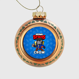 Стеклянный ёлочный шар с принтом BRAWL STARS CROW в городе Новоалтайск, Стекло | Диаметр: 80 мм | brawl stars | brawl stars crow | brawler | crow | бравл старз | бравлер | ворон