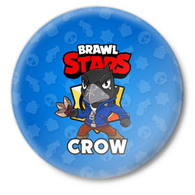 Значок с принтом BRAWL STARS CROW в городе Новоалтайск,  металл | круглая форма, металлическая застежка в виде булавки | Тематика изображения на принте: brawl stars | brawl stars crow | brawler | crow | бравл старз | бравлер | ворон