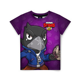 Детская футболка 3D с принтом BRAWL STARS CROW в городе Новоалтайск, 100% гипоаллергенный полиэфир | прямой крой, круглый вырез горловины, длина до линии бедер, чуть спущенное плечо, ткань немного тянется | Тематика изображения на принте: brawl stars | brawl stars crow | brawler | crow | бравл старз | бравлер | ворон