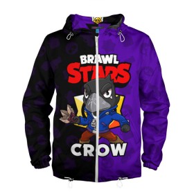Мужская ветровка 3D с принтом BRAWL STARS CROW в городе Новоалтайск, 100% полиэстер | подол и капюшон оформлены резинкой с фиксаторами, два кармана без застежек по бокам, один потайной карман на груди | Тематика изображения на принте: brawl stars | brawl stars crow | brawler | crow | бравл старз | бравлер | ворон