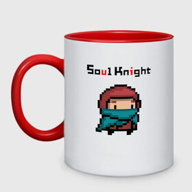 Кружка двухцветная с принтом SOUL KNIGHT РАЗБОЙНИК в городе Новоалтайск, керамика | объем — 330 мл, диаметр — 80 мм. Цветная ручка и кайма сверху, в некоторых цветах — вся внутренняя часть | knight играть | soul knight | soul knight ассасин | soul играть | гранд вотер | друид | игра soul | инженер. | соул кнайт | эльф