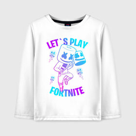 Детский лонгслив хлопок с принтом FORTNITE x MARSHMELLO в городе Новоалтайск, 100% хлопок | круглый вырез горловины, полуприлегающий силуэт, длина до линии бедер | fortnite | fortnite 2 | fortnite x | marshmello | ninja | ninja hyper streamer | ninja streamer | streamer | tyler blevins | маршмелло | ниндзя | фортнайт | фортнайт 2 | фортнайт глава 2