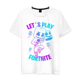 Мужская футболка хлопок с принтом FORTNITE x MARSHMELLO в городе Новоалтайск, 100% хлопок | прямой крой, круглый вырез горловины, длина до линии бедер, слегка спущенное плечо. | fortnite | fortnite 2 | fortnite x | marshmello | ninja | ninja hyper streamer | ninja streamer | streamer | tyler blevins | маршмелло | ниндзя | фортнайт | фортнайт 2 | фортнайт глава 2