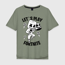 Мужская футболка хлопок Oversize с принтом FORTNITE x MARSHMELLO в городе Новоалтайск, 100% хлопок | свободный крой, круглый ворот, “спинка” длиннее передней части | fortnite | fortnite 2 | fortnite x | marshmello | ninja | ninja hyper streamer | ninja streamer | streamer | tyler blevins | маршмелло | ниндзя | фортнайт | фортнайт 2 | фортнайт глава 2