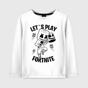 Детский лонгслив хлопок с принтом FORTNITE x MARSHMELLO в городе Новоалтайск, 100% хлопок | круглый вырез горловины, полуприлегающий силуэт, длина до линии бедер | fortnite | fortnite 2 | fortnite x | marshmello | ninja | ninja hyper streamer | ninja streamer | streamer | tyler blevins | маршмелло | ниндзя | фортнайт | фортнайт 2 | фортнайт глава 2