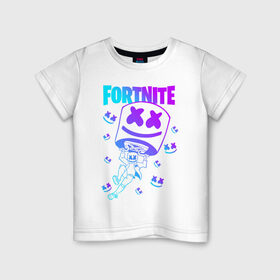 Детская футболка хлопок с принтом FORTNITE x MARSHMELLO в городе Новоалтайск, 100% хлопок | круглый вырез горловины, полуприлегающий силуэт, длина до линии бедер | Тематика изображения на принте: fortnite | fortnite 2 | fortnite x | marshmello | ninja | ninja hyper streamer | ninja streamer | streamer | tyler blevins | маршмелло | ниндзя | фортнайт | фортнайт 2 | фортнайт глава 2