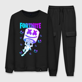 Мужской костюм хлопок с принтом FORTNITE x MARSHMELLO в городе Новоалтайск, 100% хлопок | на свитшоте круглая горловина, мягкая резинка по низу. Брюки заужены к низу, на них два вида карманов: два “обычных” по бокам и два объемных, с клапанами, расположенные ниже линии бедра. Брюки с мягкой трикотажной резинкой на поясе и по низу штанин. В поясе для дополнительного комфорта — широкие завязки | fortnite | fortnite 2 | fortnite x | marshmello | ninja | ninja hyper streamer | ninja streamer | streamer | tyler blevins | маршмелло | ниндзя | фортнайт | фортнайт 2 | фортнайт глава 2