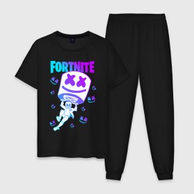 Мужская пижама хлопок с принтом FORTNITE x MARSHMELLO в городе Новоалтайск, 100% хлопок | брюки и футболка прямого кроя, без карманов, на брюках мягкая резинка на поясе и по низу штанин
 | fortnite | fortnite 2 | fortnite x | marshmello | ninja | ninja hyper streamer | ninja streamer | streamer | tyler blevins | маршмелло | ниндзя | фортнайт | фортнайт 2 | фортнайт глава 2