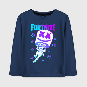 Детский лонгслив хлопок с принтом FORTNITE x MARSHMELLO в городе Новоалтайск, 100% хлопок | круглый вырез горловины, полуприлегающий силуэт, длина до линии бедер | fortnite | fortnite 2 | fortnite x | marshmello | ninja | ninja hyper streamer | ninja streamer | streamer | tyler blevins | маршмелло | ниндзя | фортнайт | фортнайт 2 | фортнайт глава 2
