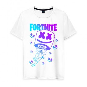 Мужская футболка хлопок с принтом FORTNITE x MARSHMELLO в городе Новоалтайск, 100% хлопок | прямой крой, круглый вырез горловины, длина до линии бедер, слегка спущенное плечо. | fortnite | fortnite 2 | fortnite x | marshmello | ninja | ninja hyper streamer | ninja streamer | streamer | tyler blevins | маршмелло | ниндзя | фортнайт | фортнайт 2 | фортнайт глава 2