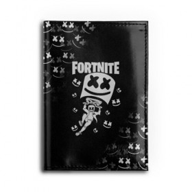 Обложка для автодокументов с принтом FORTNITE x MARSHMELLO в городе Новоалтайск, натуральная кожа |  размер 19,9*13 см; внутри 4 больших “конверта” для документов и один маленький отдел — туда идеально встанут права | Тематика изображения на принте: fortnite | fortnite 2 | fortnite x | marshmello | ninja | ninja hyper streamer | ninja streamer | streamer | tyler blevins | маршмелло | ниндзя | фортнайт | фортнайт 2 | фортнайт глава 2