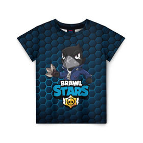 Детская футболка 3D с принтом Crow (Brawl Stars) в городе Новоалтайск, 100% гипоаллергенный полиэфир | прямой крой, круглый вырез горловины, длина до линии бедер, чуть спущенное плечо, ткань немного тянется | brawl stars | crow | game | leon | бравл | бравл стар | бравл старс | ворон | ворона | детская | детям | игра | компьютерная игра | кров | леон | персонаж | развлечение