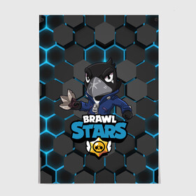 Постер с принтом Crow (Brawl Stars) в городе Новоалтайск, 100% бумага
 | бумага, плотность 150 мг. Матовая, но за счет высокого коэффициента гладкости имеет небольшой блеск и дает на свету блики, но в отличии от глянцевой бумаги не покрыта лаком | brawl stars | crow | game | leon | бравл | бравл стар | бравл старс | ворон | ворона | детская | детям | игра | компьютерная игра | кров | леон | персонаж | развлечение