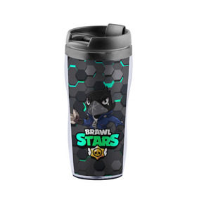 Термокружка-непроливайка с принтом Crow (Brawl Stars) в городе Новоалтайск, внутренняя часть — пищевой пластик, наружная часть — прозрачный пластик, между ними — полиграфическая вставка с рисунком | объем — 350 мл, герметичная крышка | Тематика изображения на принте: brawl stars | crow | game | leon | бравл | бравл стар | бравл старс | ворон | ворона | детская | детям | игра | компьютерная игра | кров | леон | персонаж | развлечение