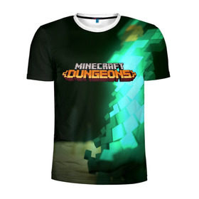 Мужская футболка 3D спортивная с принтом MINECRAFT DUNGEONS в городе Новоалтайск, 100% полиэстер с улучшенными характеристиками | приталенный силуэт, круглая горловина, широкие плечи, сужается к линии бедра | craft | creeper | dungeon | dungeons | earth | game | logo | mine | minecraft | minecraft dungeons | mobile | online | дунгеонс | земля | зомби | игра | крипер | лого | майкрафт | майнкрафт | онлайн | подземелье