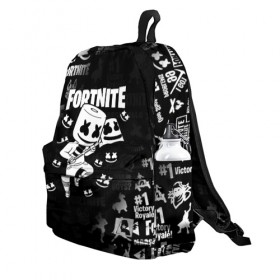 Рюкзак 3D с принтом FORTNITE MARSHMELLO в городе Новоалтайск, 100% полиэстер | лямки с регулируемой длиной, сверху петелька, чтобы рюкзак можно было повесить на вешалку. Основное отделение закрывается на молнию, как и внешний карман. Внутри два дополнительных кармана, один из которых закрывается на молнию. По бокам два дополнительных кармашка | fnchap2 | fortnite | fortnite 2 | fortnite x | marshmello | ninja | ninja hyper streamer | ninja streamer | streamer | tyler blevins | маршмелло | ниндзя | фортнайт | фортнайт 2 | фортнайт глава 2