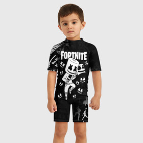Детский купальный костюм 3D с принтом FORTNITE MARSHMELLO в городе Новоалтайск, Полиэстер 85%, Спандекс 15% | застежка на молнии на спине | fnchap2 | fortnite | fortnite 2 | fortnite x | marshmello | ninja | ninja hyper streamer | ninja streamer | streamer | tyler blevins | маршмелло | ниндзя | фортнайт | фортнайт 2 | фортнайт глава 2
