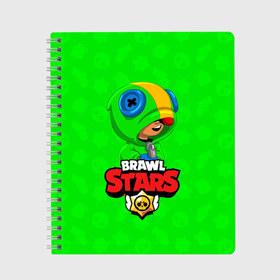 Тетрадь с принтом BRAWL STARS LEON в городе Новоалтайск, 100% бумага | 48 листов, плотность листов — 60 г/м2, плотность картонной обложки — 250 г/м2. Листы скреплены сбоку удобной пружинной спиралью. Уголки страниц и обложки скругленные. Цвет линий — светло-серый
 | Тематика изображения на принте: brawl stars | bull | colt | crow | leon | stars | берли | бо | брок | ворон | джесси | динамайк | дэррил | кольт | леон | мортис | нита | пайпер | пенни | поко | пэм | рикошет | спайк | фрэнк | шелли | эль примо