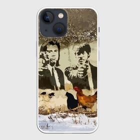 Чехол для iPhone 13 mini с принтом Pulp fiction in Russia в городе Новоалтайск,  |  | chicken | humor | plaster | pulp fiction | russia | snow | tarantino | travolta | wall | криминальное чтиво | курица | россия | снег | стена | тарантино | штукатурка