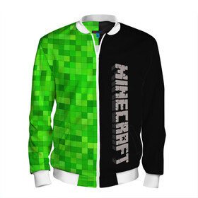 Мужской бомбер 3D с принтом MINECRAFT в городе Новоалтайск, 100% полиэстер | застегивается на молнию, по бокам два кармана без застежек, по низу бомбера и на воротнике - эластичная резинка | game | minecraft | блоки | игра | квадраты | компьютерная игра | крипер | майнкрафт