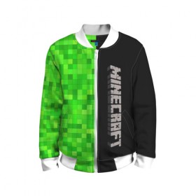 Детский бомбер 3D с принтом MINECRAFT в городе Новоалтайск, 100% полиэстер | застегивается на молнию, по бокам два кармана без застежек, мягкие манжеты, по низу бомбера и на воротнике — эластичная резинка | game | minecraft | блоки | игра | квадраты | компьютерная игра | крипер | майнкрафт