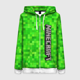 Женская толстовка 3D на молнии с принтом MINECRAFT в городе Новоалтайск, 100% полиэстер | длина до линии бедра, манжеты и пояс оформлены мягкой тканевой резинкой, двухслойный капюшон со шнурком для регулировки, спереди молния, по бокам два кармана | game | minecraft | блоки | игра | квадраты | компьютерная игра | крипер | майнкрафт