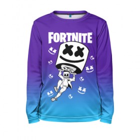 Детский лонгслив 3D с принтом FORTNITE MARSHMELLO в городе Новоалтайск, 100% полиэстер | длинные рукава, круглый вырез горловины, полуприлегающий силуэт
 | fnchap2 | fortnite | fortnite 2 | fortnite x | marshmello | ninja | ninja hyper streamer | ninja streamer | streamer | tyler blevins | маршмелло | ниндзя | фортнайт | фортнайт 2 | фортнайт глава 2