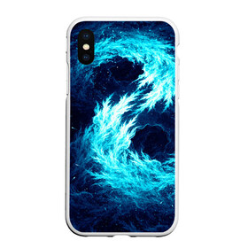 Чехол для iPhone XS Max матовый с принтом Abstract fractal blue flame в городе Новоалтайск, Силикон | Область печати: задняя сторона чехла, без боковых панелей | Тематика изображения на принте: abstract | colors | dark | flame | fractal | space | абстракция | космос | краски | огонь | пламя | тёмный | фрактал