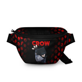 Поясная сумка 3D с принтом BRAWL STARS CROW в городе Новоалтайск, 100% полиэстер | плотная ткань, ремень с регулируемой длиной, внутри несколько карманов для мелочей, основное отделение и карман с обратной стороны сумки застегиваются на молнию | brawl stars | bull | colt | crow | leon | stars | берли | бо | брок | ворон | джесси | динамайк | дэррил | кольт | леон | мортис | нита | пайпер | пенни | поко | пэм | рикошет | спайк | фрэнк | шелли | эль примо