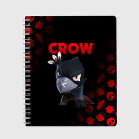 Тетрадь с принтом BRAWL STARS CROW в городе Новоалтайск, 100% бумага | 48 листов, плотность листов — 60 г/м2, плотность картонной обложки — 250 г/м2. Листы скреплены сбоку удобной пружинной спиралью. Уголки страниц и обложки скругленные. Цвет линий — светло-серый
 | Тематика изображения на принте: brawl stars | bull | colt | crow | leon | stars | берли | бо | брок | ворон | джесси | динамайк | дэррил | кольт | леон | мортис | нита | пайпер | пенни | поко | пэм | рикошет | спайк | фрэнк | шелли | эль примо