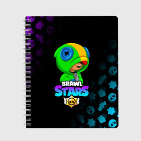 Тетрадь с принтом BRAWL STARS LEON в городе Новоалтайск, 100% бумага | 48 листов, плотность листов — 60 г/м2, плотность картонной обложки — 250 г/м2. Листы скреплены сбоку удобной пружинной спиралью. Уголки страниц и обложки скругленные. Цвет линий — светло-серый
 | Тематика изображения на принте: brawl stars | bull | colt | crow | leon | stars | берли | бо | брок | ворон | джесси | динамайк | дэррил | кольт | леон | мортис | нита | пайпер | пенни | поко | пэм | рикошет | спайк | фрэнк | шелли | эль примо