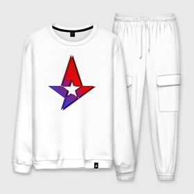 Мужской костюм хлопок с принтом Astralis (Holo style) в городе Новоалтайск, 100% хлопок | на свитшоте круглая горловина, мягкая резинка по низу. Брюки заужены к низу, на них два вида карманов: два “обычных” по бокам и два объемных, с клапанами, расположенные ниже линии бедра. Брюки с мягкой трикотажной резинкой на поясе и по низу штанин. В поясе для дополнительного комфорта — широкие завязки | 0x000000123 | astralis | csgo | holo | астралис | ксго | стикер