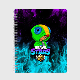Тетрадь с принтом BRAWL STARS LEON ЛЕОН в городе Новоалтайск, 100% бумага | 48 листов, плотность листов — 60 г/м2, плотность картонной обложки — 250 г/м2. Листы скреплены сбоку удобной пружинной спиралью. Уголки страниц и обложки скругленные. Цвет линий — светло-серый
 | Тематика изображения на принте: brawl stars | bull | colt | crow | leon | stars | берли | бо | брок | ворон | джесси | динамайк | дэррил | кольт | леон | мортис | нита | пайпер | пенни | поко | пэм | рикошет | спайк | фрэнк | шелли | эль примо