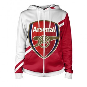 Женская толстовка 3D на молнии с принтом Arsenal FC в городе Новоалтайск, 100% полиэстер | длина до линии бедра, манжеты и пояс оформлены мягкой тканевой резинкой, двухслойный капюшон со шнурком для регулировки, спереди молния, по бокам два кармана | apl | arsenal | fc arsenal | football | англия | апл | арсенал | фк арсенал | футбол