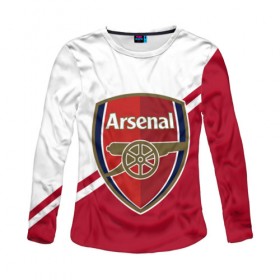 Женский лонгслив 3D с принтом Arsenal FC в городе Новоалтайск, 100% полиэстер | длинные рукава, круглый вырез горловины, полуприлегающий силуэт | apl | arsenal | fc arsenal | football | англия | апл | арсенал | фк арсенал | футбол
