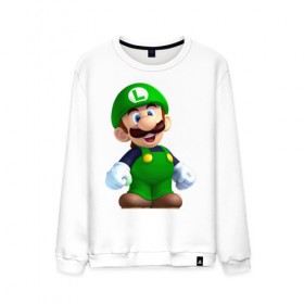 Мужской свитшот хлопок с принтом Luigi`s Mansion в городе Новоалтайск, 100% хлопок |  | game | luigis mansion | mario | nintendo | видеоигра | игра | луиджи | марио | привидение | призрак