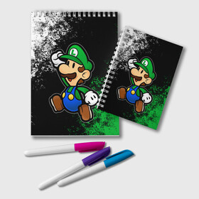 Блокнот с принтом Luigis Mansion в городе Новоалтайск, 100% бумага | 48 листов, плотность листов — 60 г/м2, плотность картонной обложки — 250 г/м2. Листы скреплены удобной пружинной спиралью. Цвет линий — светло-серый
 | Тематика изображения на принте: game | luigis mansion | mario | nintendo | видеоигра | игра | луиджи | марио | привидение | призрак