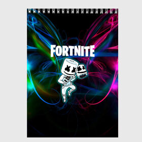 Скетчбук с принтом Fortnite x Marshmallow в городе Новоалтайск, 100% бумага
 | 48 листов, плотность листов — 100 г/м2, плотность картонной обложки — 250 г/м2. Листы скреплены сверху удобной пружинной спиралью | fortnite | marshmallow | игра | маршмеллоу | фортнайт