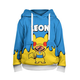 Детская толстовка 3D с принтом Brawl Stars Leon Pikachu в городе Новоалтайск, 100% полиэстер | двухслойный капюшон со шнурком для регулировки, мягкие манжеты на рукавах и по низу толстовки, спереди карман-кенгуру с мягким внутренним слоем | brawl stars | brawl stars crow | brawl stars crow phoenix | brawl stars leon | brawl stars leon shark | brawl stars robot spike | brawl stars spike | бравл старс