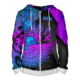 Мужская толстовка 3D на молнии с принтом RUSSIA Sports Uniform в городе Новоалтайск, 100% полиэстер | длина до линии бедра, манжеты и пояс оформлены мягкой тканевой резинкой, двухслойный капюшон со шнурком для регулировки, спереди молния, по бокам два кармана | aesthetic | collection | fashion | hybrid | original | pro | review | russia | sports | герб | орнамент | россия | рф | спорт | униформа | форма