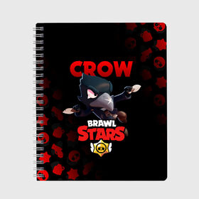 Тетрадь с принтом BRAWL STARS CROW в городе Новоалтайск, 100% бумага | 48 листов, плотность листов — 60 г/м2, плотность картонной обложки — 250 г/м2. Листы скреплены сбоку удобной пружинной спиралью. Уголки страниц и обложки скругленные. Цвет линий — светло-серый
 | Тематика изображения на принте: brawl stars | bull | colt | crow | leon | stars | берли | бо | брок | ворон | джесси | динамайк | дэррил | кольт | леон | мортис | нита | пайпер | пенни | поко | пэм | рикошет | спайк | фрэнк | шелли | эль примо