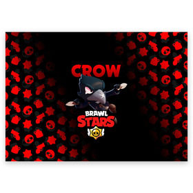 Поздравительная открытка с принтом BRAWL STARS CROW в городе Новоалтайск, 100% бумага | плотность бумаги 280 г/м2, матовая, на обратной стороне линовка и место для марки
 | brawl stars | bull | colt | crow | leon | stars | берли | бо | брок | ворон | джесси | динамайк | дэррил | кольт | леон | мортис | нита | пайпер | пенни | поко | пэм | рикошет | спайк | фрэнк | шелли | эль примо