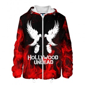 Мужская куртка 3D с принтом HOLLYWOOD UNDEAD в городе Новоалтайск, ткань верха — 100% полиэстер, подклад — флис | прямой крой, подол и капюшон оформлены резинкой с фиксаторами, два кармана без застежек по бокам, один большой потайной карман на груди. Карман на груди застегивается на липучку | deuce | hollywood undead | hu | j dog | shady jeff | голливуд | голливудская нежить | даниэль мурильо | джордан террелл | джордж артур рейган | дилан альварес | мэттью сент клер | нежить