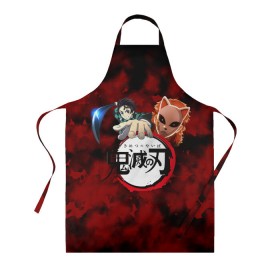 Фартук 3D с принтом Kimetsu no Yaiba  в городе Новоалтайск, 100% полиэстер | общий размер — 65 х 85 см, ширина нагрудника — 26 см, горловина — 53 см, длина завязок — 54 см, общий обхват в поясе — 173 см. Принт на завязках и на горловине наносится с двух сторон, на основной части фартука — только с внешней стороны | demons | kimetsu | knife | yaiba | демонов | демоны | клинок | рассекающий