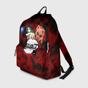 Рюкзак 3D с принтом Kimetsu no Yaiba  в городе Новоалтайск, 100% полиэстер | лямки с регулируемой длиной, сверху петелька, чтобы рюкзак можно было повесить на вешалку. Основное отделение закрывается на молнию, как и внешний карман. Внутри два дополнительных кармана, один из которых закрывается на молнию. По бокам два дополнительных кармашка | demons | kimetsu | knife | yaiba | демонов | демоны | клинок | рассекающий